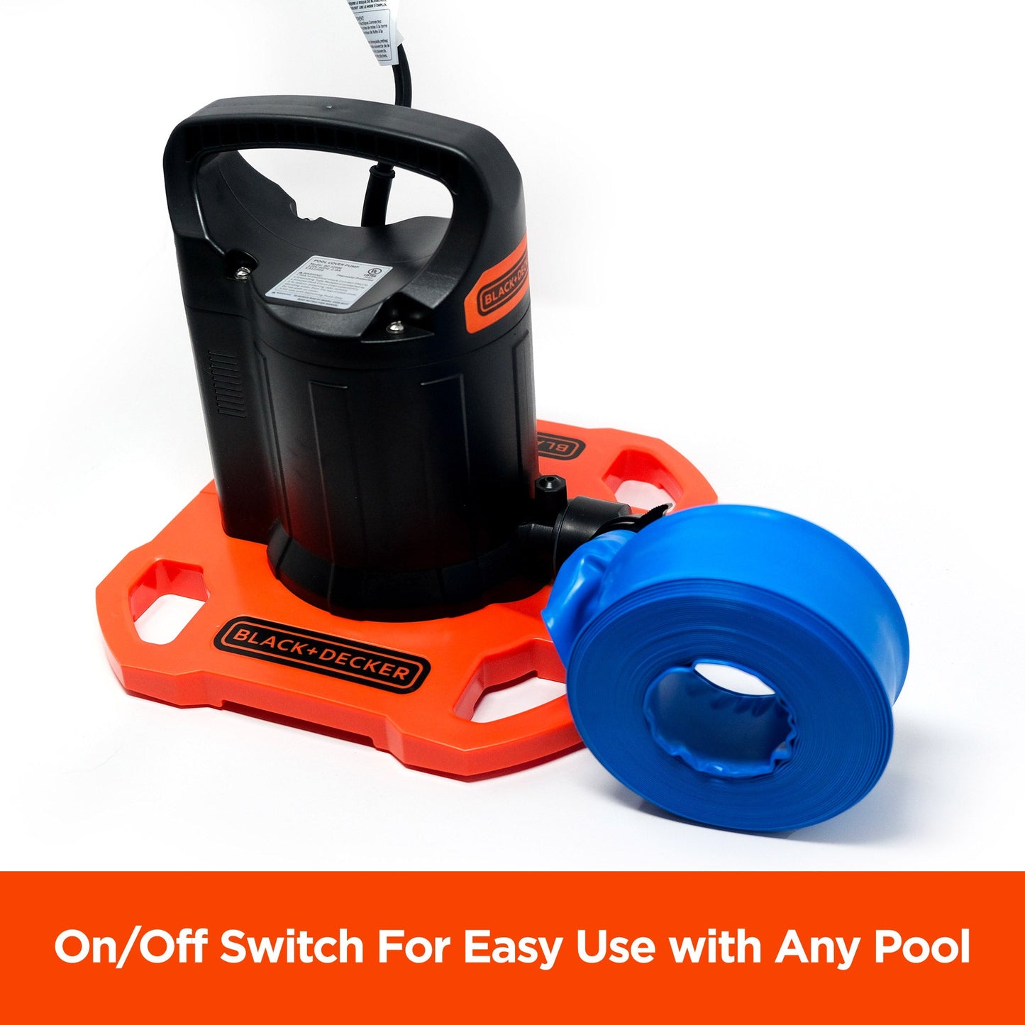 BLACK+DECKER 1500 GPH Manual Water Removal Winter Submersible Swimming Pool Cover Pump with 25 Foot Power Cord and 30 Foot Discharge Hose