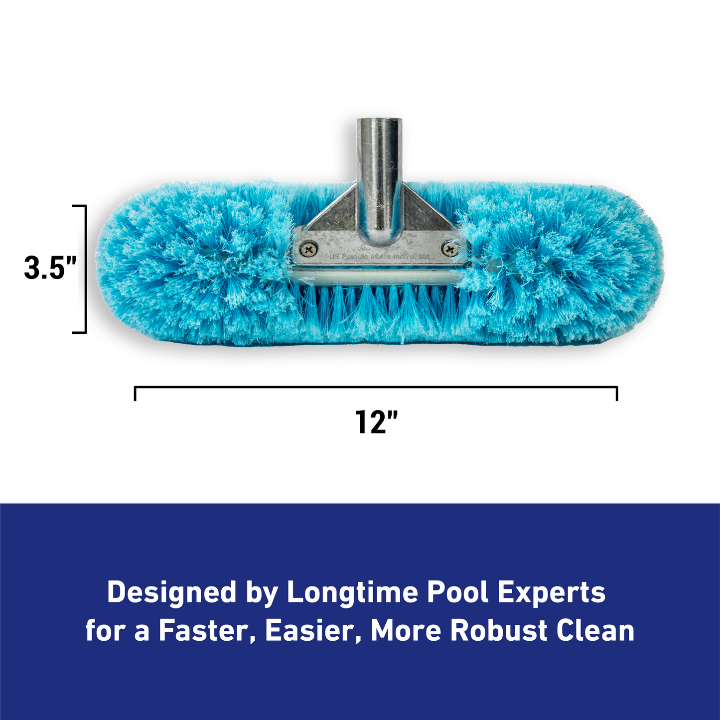 360-Degree Bristles Blue Torrent Pool Brush 12" Patented and Professional- Endorsed