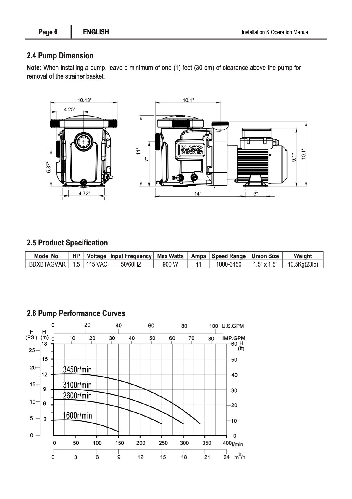 BLACK+DECKER Above Ground Variable Speed Pool Pump - 1 HP (Qualifies for Energy Star Utility Rebates)